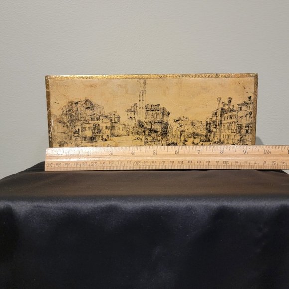 Vintage Distressed Wood Keepsake/Jewelry Box - Venice Scene - Picture 4 of 9